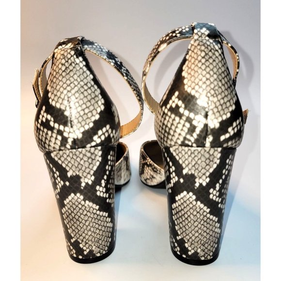 Abound Stella Block Heel Pump  Ankle Strap Snakeskin Pattern Size 8.5M - Picture 3 of 8